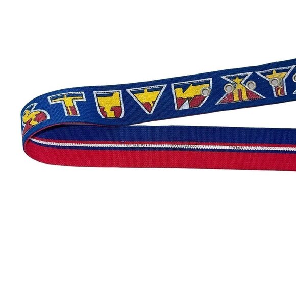 Peter Max Vintage 70s Pop Art Alphabet Belt Enamel Canvas Signed Blue Red Retro - Picture 7 of 14
